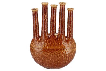 <h4>Inga Jahra Brown Vase Oval Tube Active Glaze 34x15</h4>