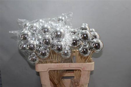 <h4>Kerstbal Op Stok Silver</h4>