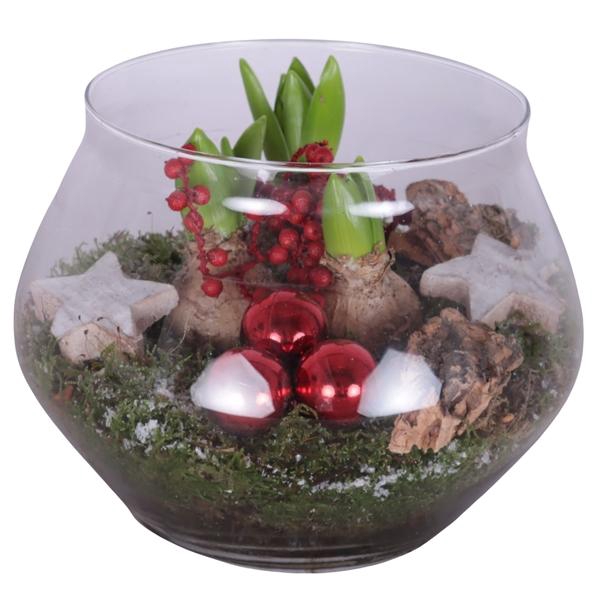 <h4>Christmas Arr. Hyacint Glass UFO Vase Ø20cm 3PP</h4>