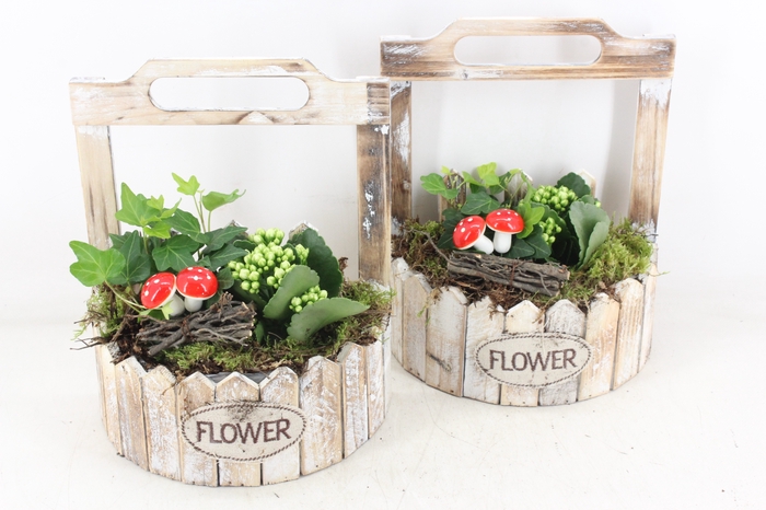 arr2 TD - Hout planter half rond - rood/wit