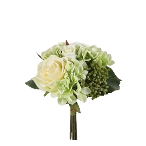 Artificial flowers Rosa/Hydrangea bouquet 22cm