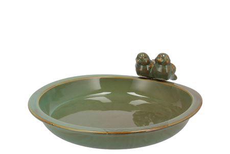 <h4>Iron Stone Bird Bowl Glazed Green 28x5cm Nm</h4>