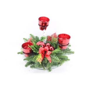 arr5 Kerst PL - Glas schaal 3licht - rood