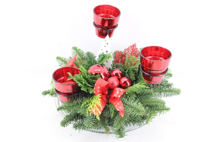 <h4>arr5 Kerst PL - Glas schaal 3licht - rood</h4>