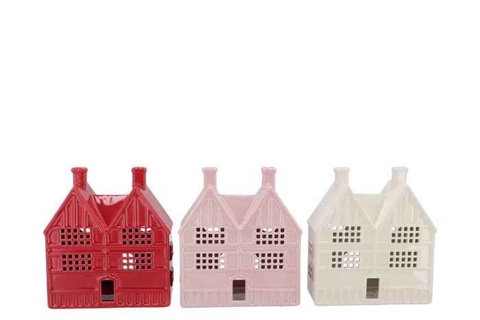 <h4>Jolie Jolly Pink Houses T-light Ass 18x9x21cm</h4>