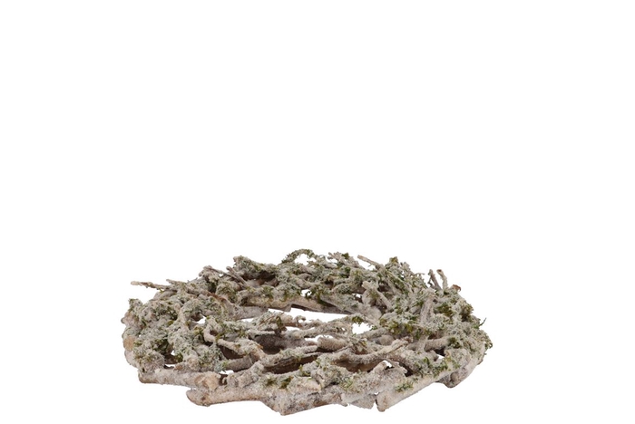 <h4>Wreath Festive Birch Moss With Snow 30x7cm</h4>