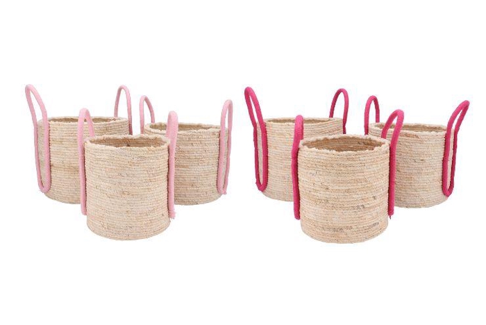 Venice Fuchsia/pink Basket Handle Set 3 35x28/32x26/26x25 Nm