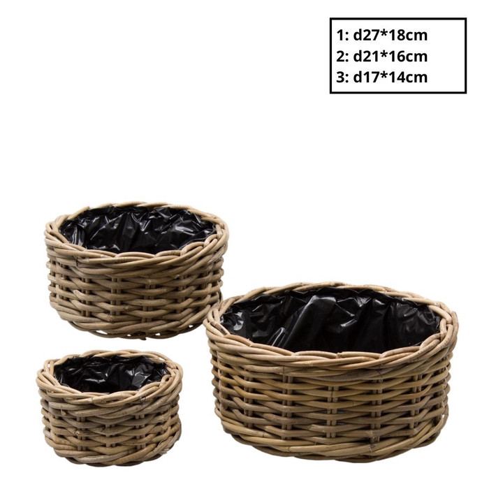 <h4>Basket sets Rattan Terima tray S/3 d27*18cm</h4>