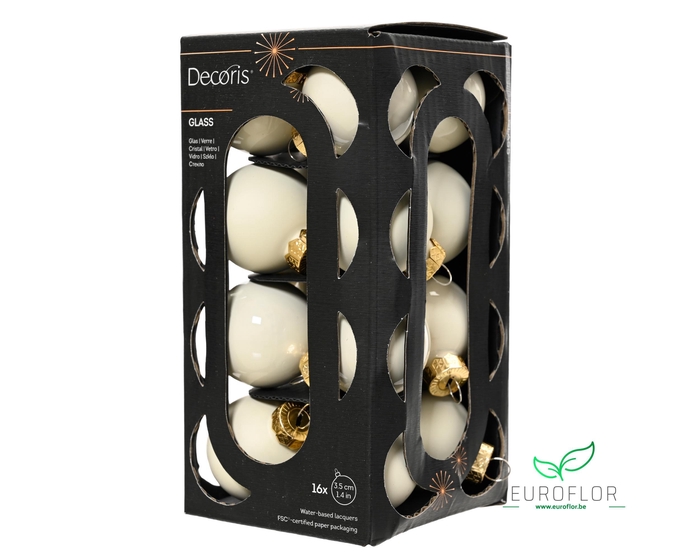 KERSTBAL GLASS 35MM 16PCS WOOLWHITE