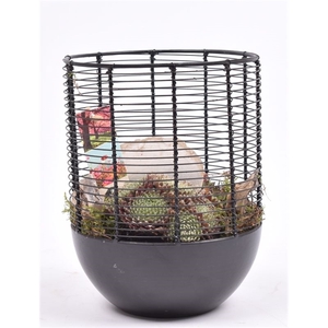 Metaal gaas planter zwart 16cm