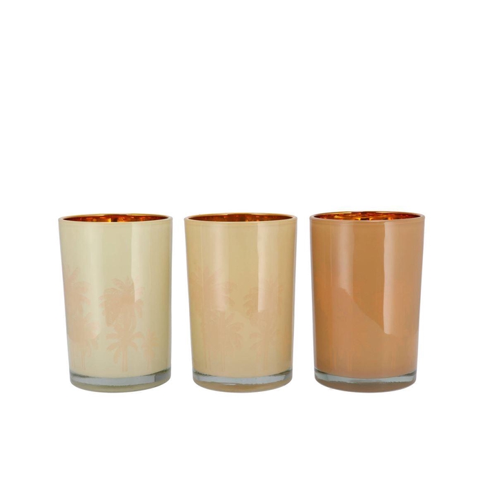 <h4>Hilly Natural Brown Mix T-light Glass Ass 10x13cm Nm</h4>