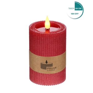 Candle LED Cylind.rib d07*10cm ex.AAA