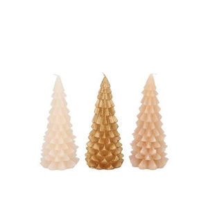 Candle Frosty X-mas Tree Gold Sand Mix 6x12cm Ass