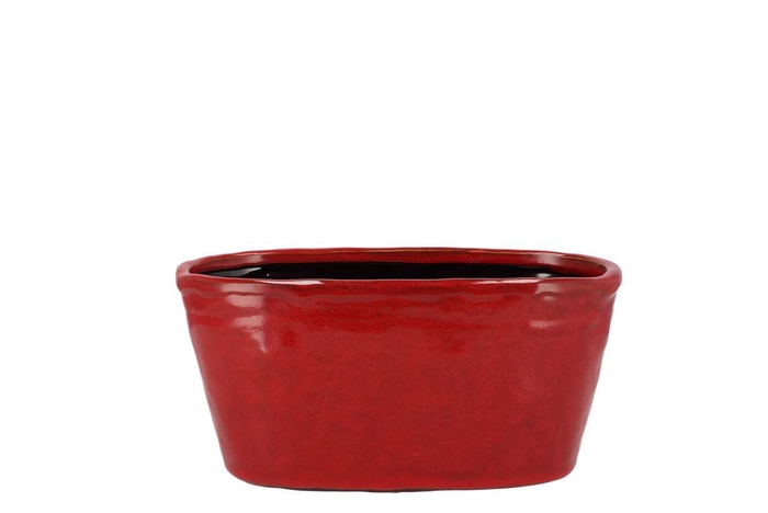<h4>Iron Stone Red Glazed Oval Pot 25x13x11cm</h4>