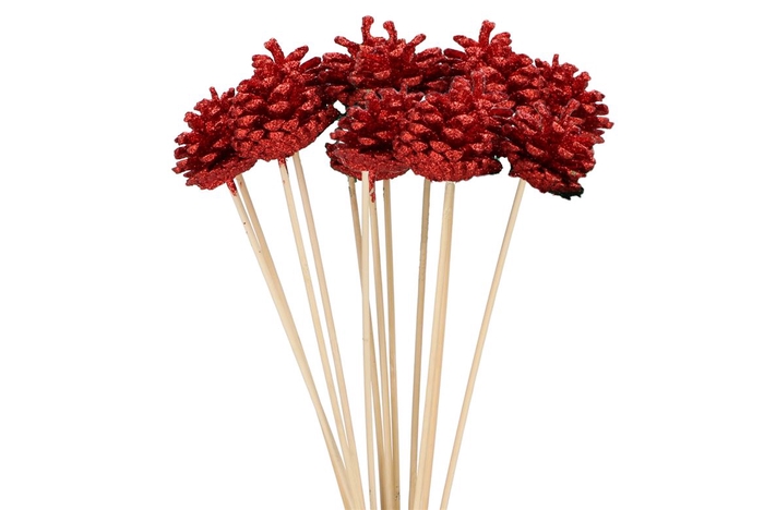 <h4>Pick Shine Pinecone Nat Red Glitter 50cm Ass P/12</h4>