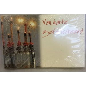 BLOEMENKAARTJE - Van harte gefeliciteerd - 9*6cm - 50pcs *opruiming*