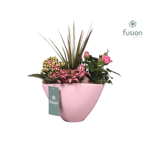 Pot keramiek ovaal Medium licht roze met Arrangement
