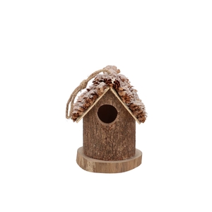 Festive Bird Nest Pine Moss With Snow 10x10x12cm