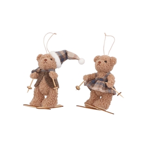 Loulou Brown Bear On Ski Ass 6x8x15cm