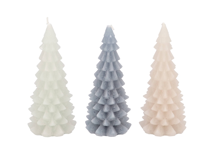Candle Frosty X-mas Tree Grey Mix 8x16cm Ass