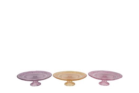 <h4>Dayah Pastel Mix Glass Plate On Foot 20x8cm Ass P/</h4>