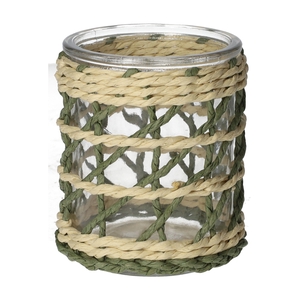 DF02-740484800 - Candle holder Vina1 d8/8.5xh10 green/natural