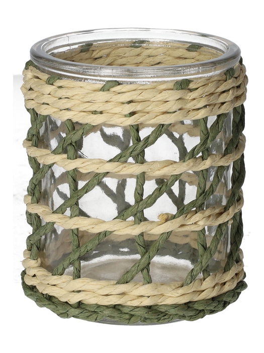 <h4>DF02-740484800 - Candle holder Vina1 d8/8.5xh10 green/natural</h4>