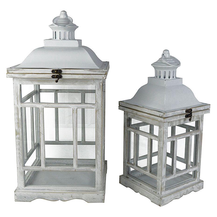 <h4>White lantern metal/wood 54cm</h4>