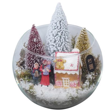 <h4>PTCV2115 Arrangement Christmas Village in glazen vissenkom</h4>