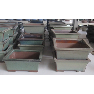 pot rectangle glazed olive green(13x10x5,5)
