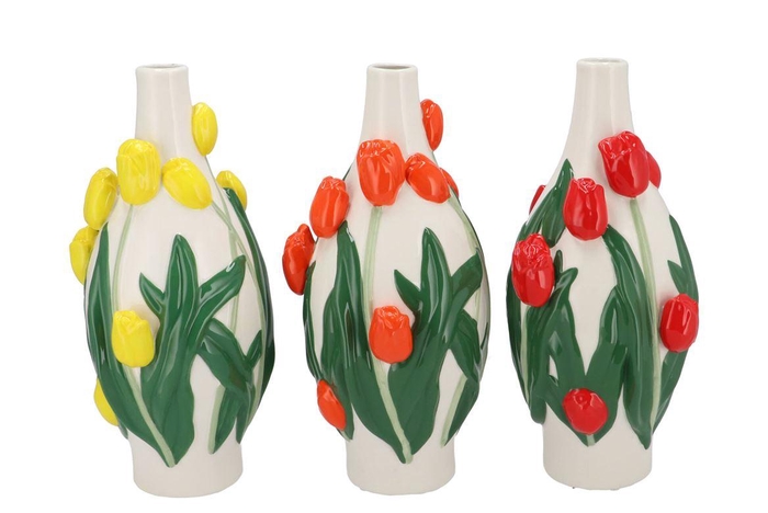 Isa Dutch Orange/yellow/red Vase Neck Tulip Ass 15x15x30 Nm