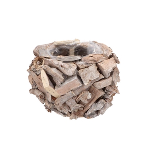 Nature Planter Driftwood Pot White 20x14cm
