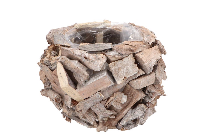 Nature Planter Driftwood Pot White 20x14cm