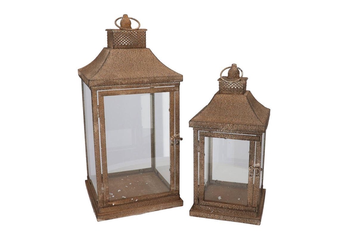 <h4>Kaya Bronze Lantern Metal S/2 24x24x52/19x19x40cm</h4>