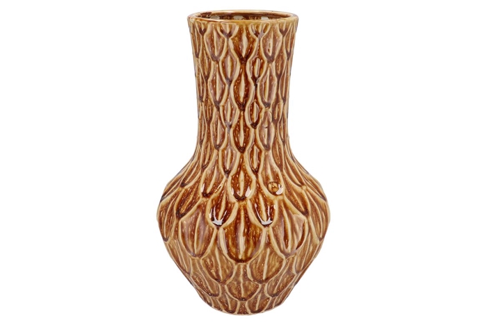 <h4>Inga Boa Brown Vase Neck Active Glaze 28x28x46cm</h4>