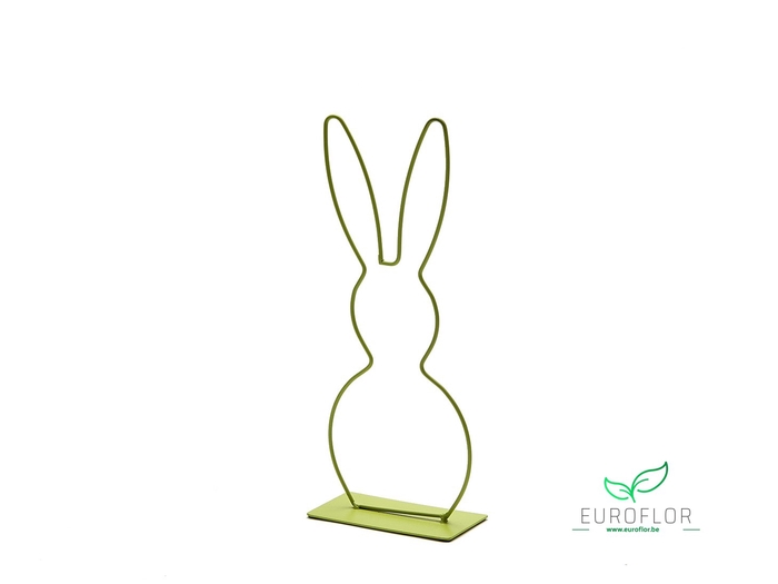 METAL RABBIT ON BASE 29CM LIMEGREEN