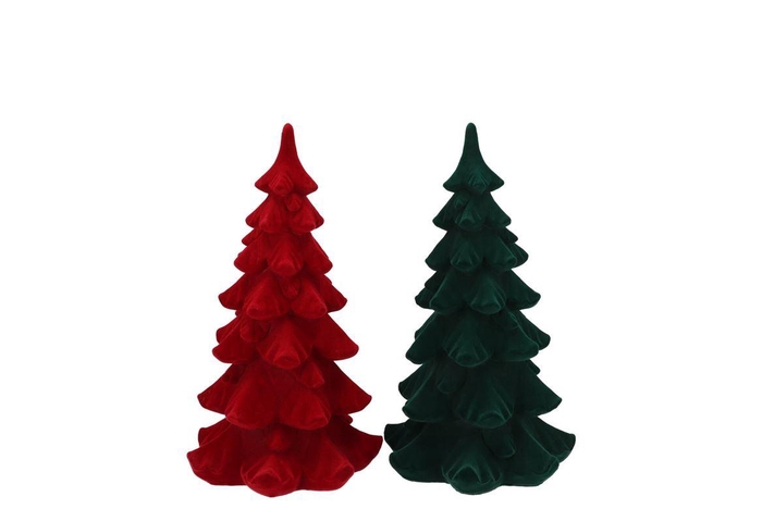 <h4>X-mas Flock Red Green Tree Ass 8x8x13cm</h4>