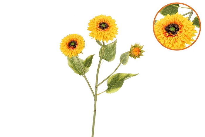 <h4>Silk Sunflower Yellow 3 Single Stem 83cm</h4>