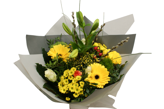 <h4>Boeket bamboo geel papieren hoes</h4>