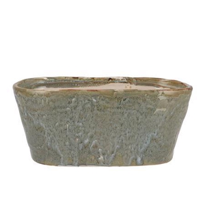 Iron Stone Light Blue Glazed Oval Pot 28x15x13cm