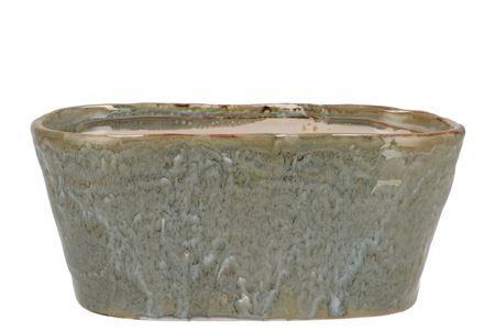 <h4>Iron Stone Light Blue Glazed Oval Pot 28x15x13cm</h4>
