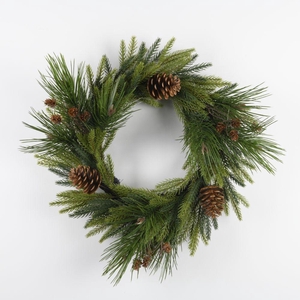 AF Wreath Mix+Cone 50cm Green