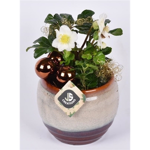 Keramiek sierpot creme 15cm