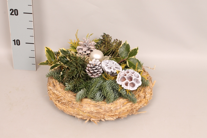 Natuur stro krans White