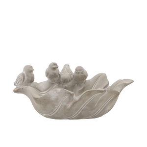 Concrete Bird Bowl Leaf 33x24x15cm