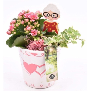 Keramiek pot met hart decor 11CM
