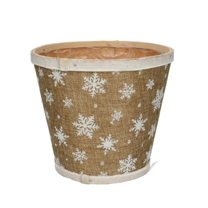 Wood Snowflake pot d17*15cm