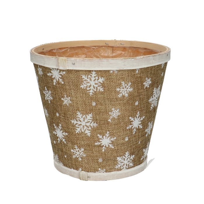 <h4>Hout Snowflake pot d17*15cm</h4>
