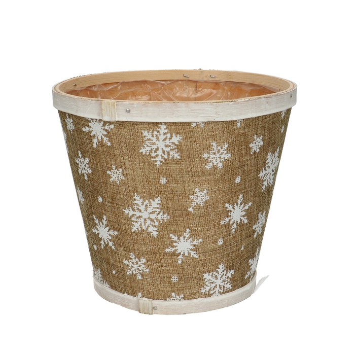 <h4>Kerst Hout snowflake pot d17*15cm</h4>