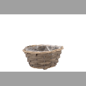 Wicker Bowl Basket Round Grey 16x8cm